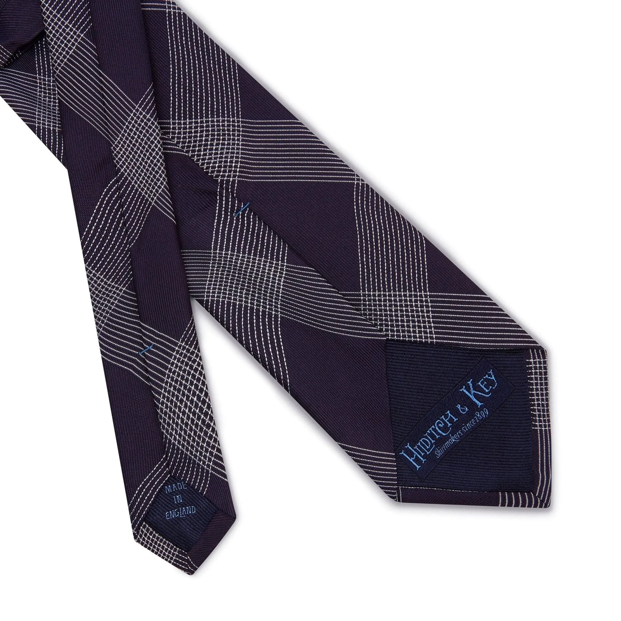 Purple & White Check Woven Silk Tie