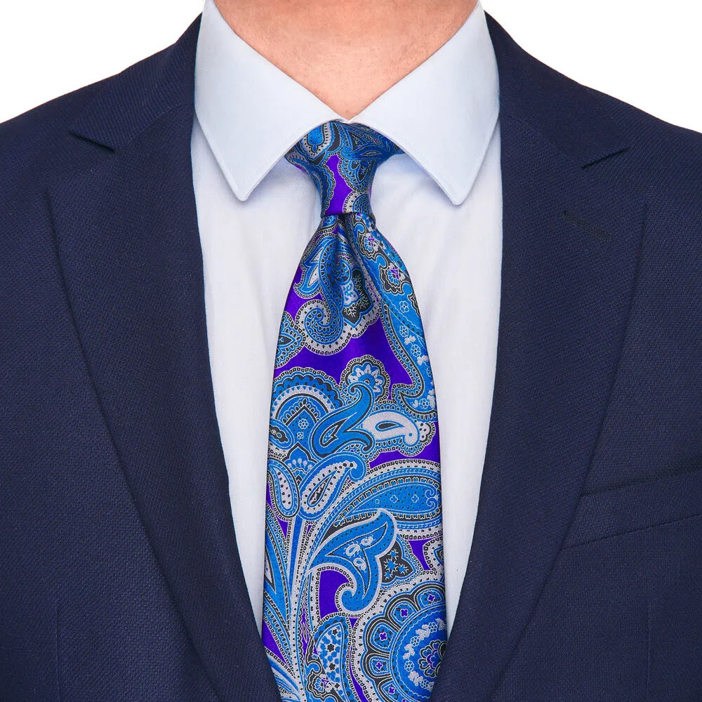 Purple and Blue Paisley Prestige Silk Tie