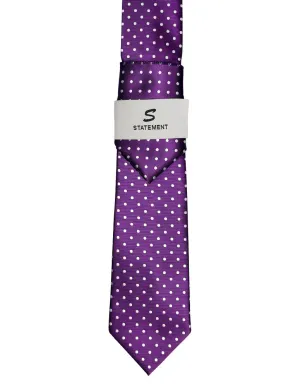 PURPLE DOT 2 PC TIE & HANKIE SET