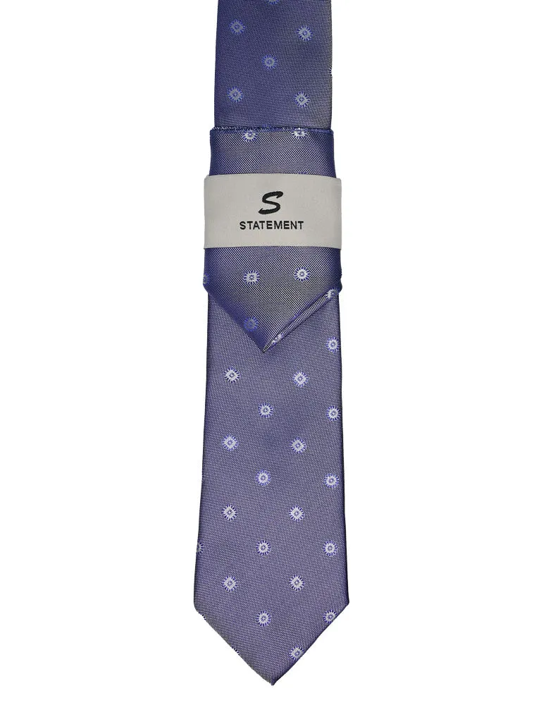 PURPLE FLORAL DOT 2 PC TIE & HANKIE SET