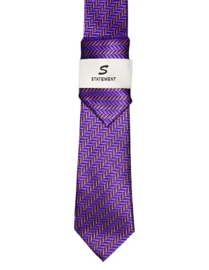 PURPLE GEO 2 PC TIE & HANKIE SET