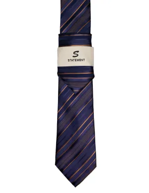PURPLE STRIPE 2 PC TIE & HANKIE SET