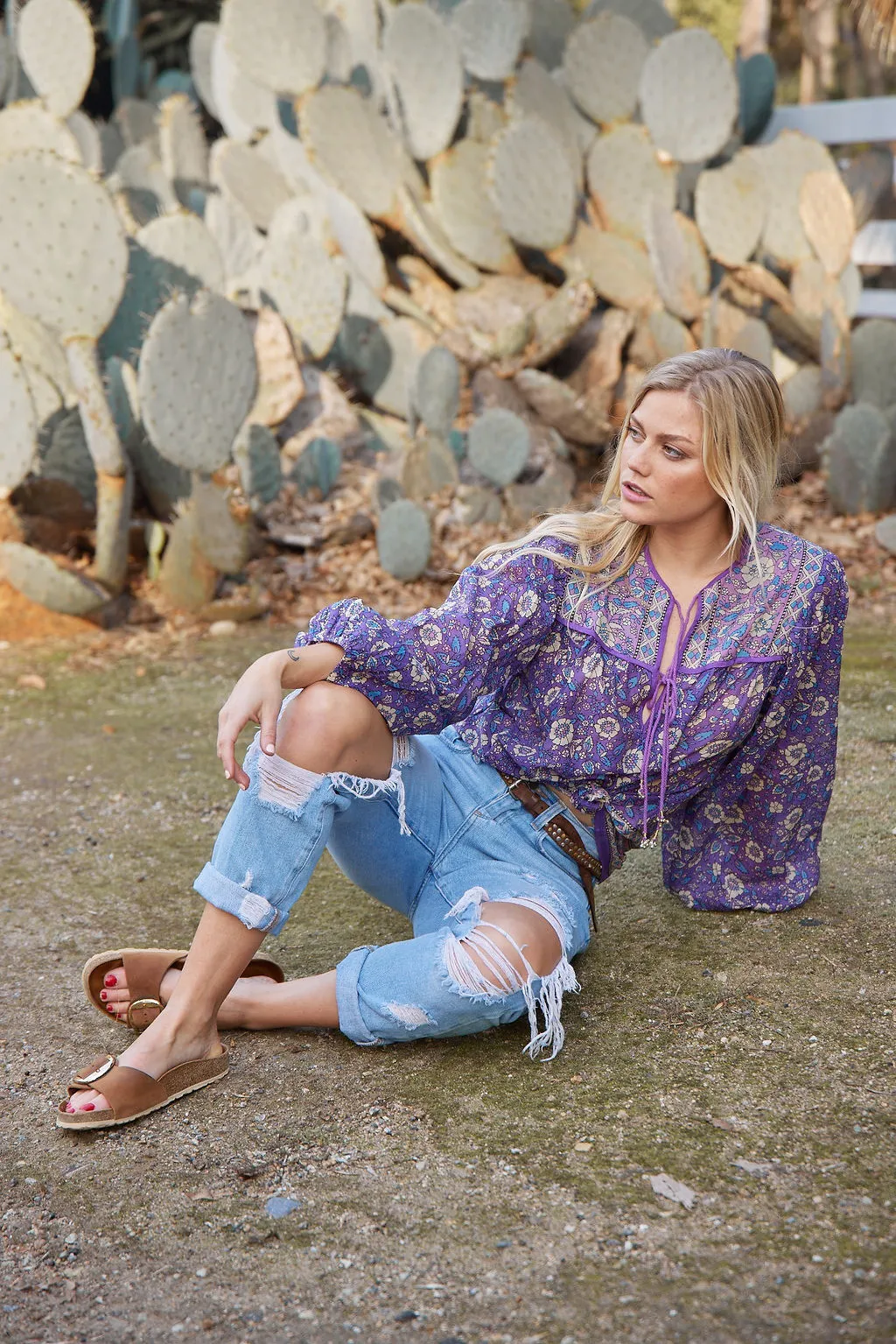 Pushkar Printed Blouse Purple
