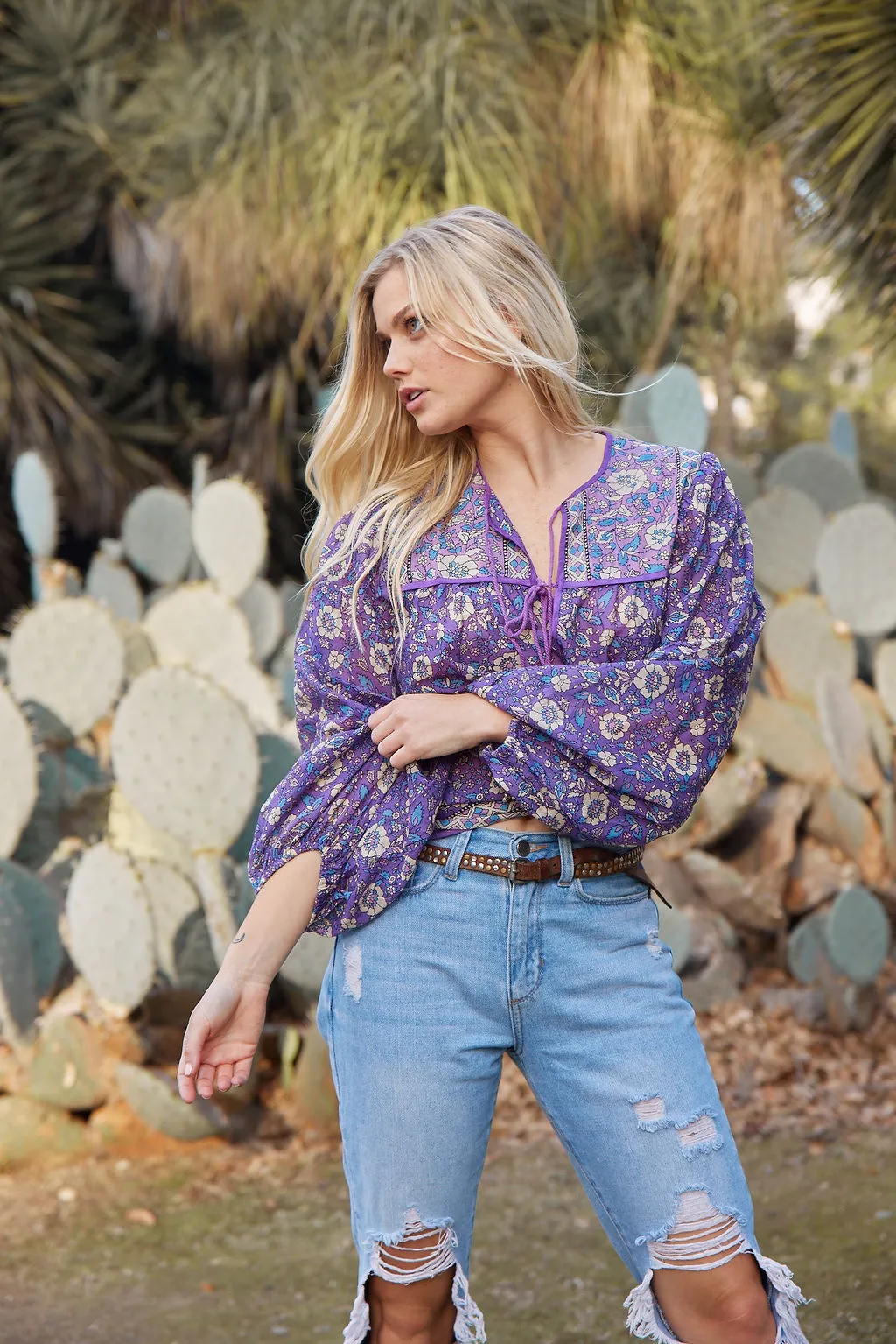 Pushkar Printed Blouse Purple