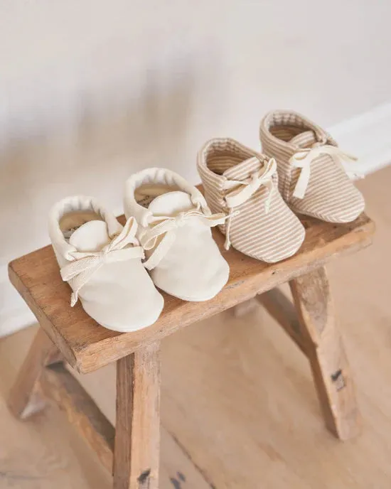 Quincy Mae Baby Booties - Micro Latte Stripe