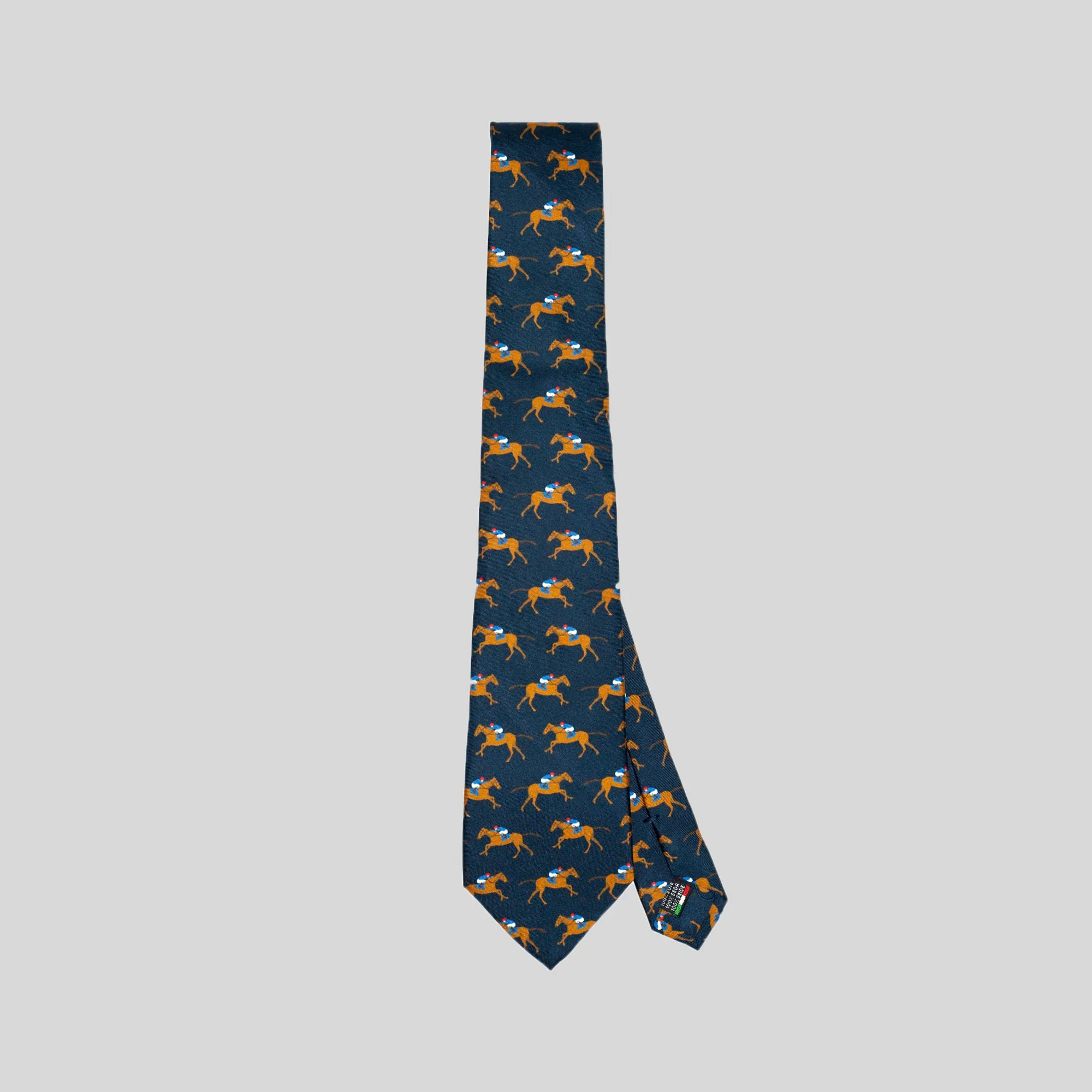 Racehorse Logo Printed Silk Tie