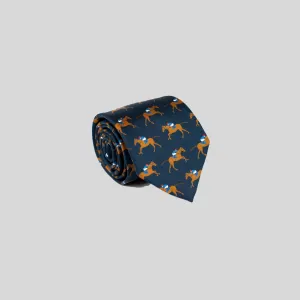 Racehorse Logo Printed Silk Tie