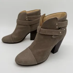 Rag &amp; Bone Harrow Beige/Taupe Leather Suede Heel Ankle Booties Size EU 40/US 10