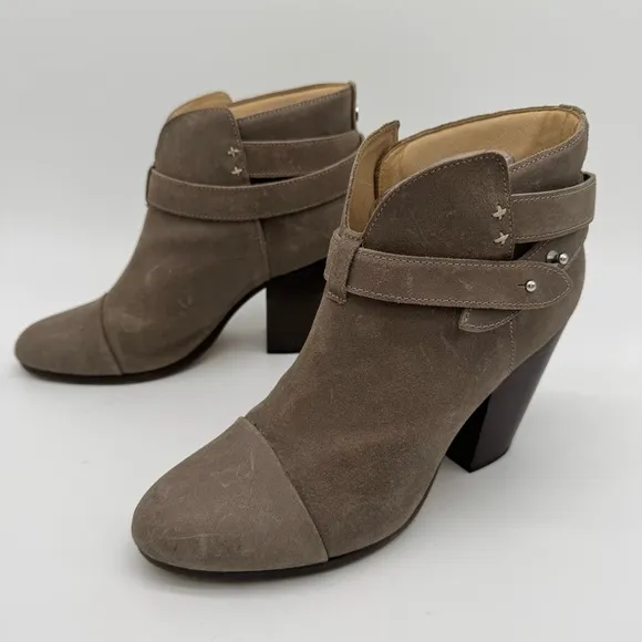 Rag &amp; Bone Harrow Beige/Taupe Leather Suede Heel Ankle Booties Size EU 40/US 10