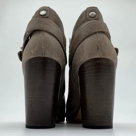 Rag &amp; Bone Harrow Beige/Taupe Leather Suede Heel Ankle Booties Size EU 40/US 10