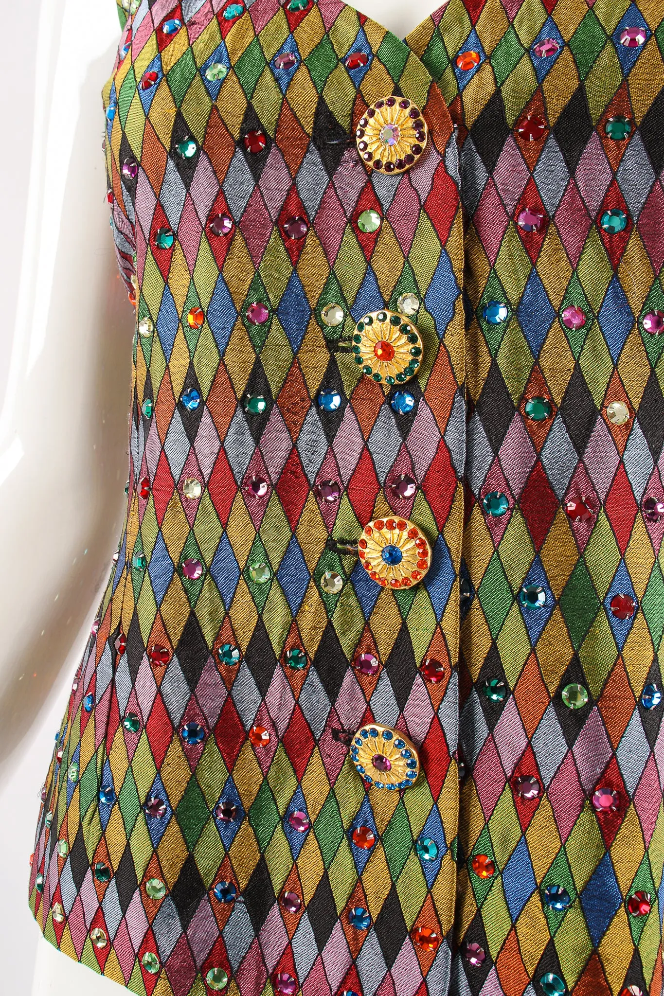 Rainbow Rhinestone Harlequin Vest