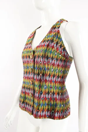 Rainbow Rhinestone Harlequin Vest