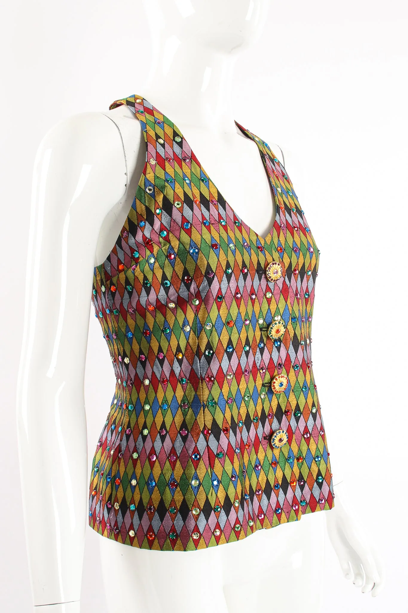 Rainbow Rhinestone Harlequin Vest