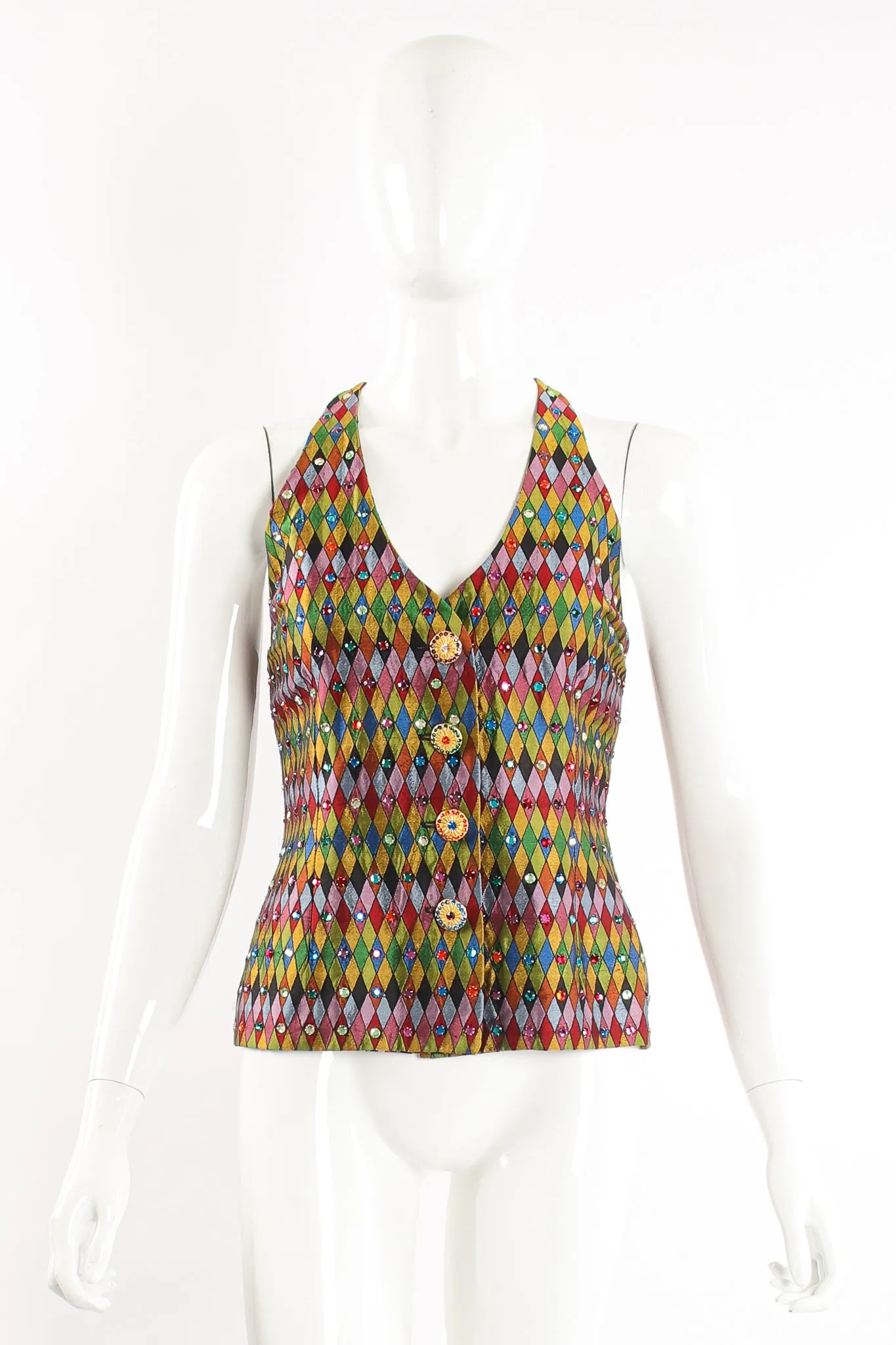 Rainbow Rhinestone Harlequin Vest