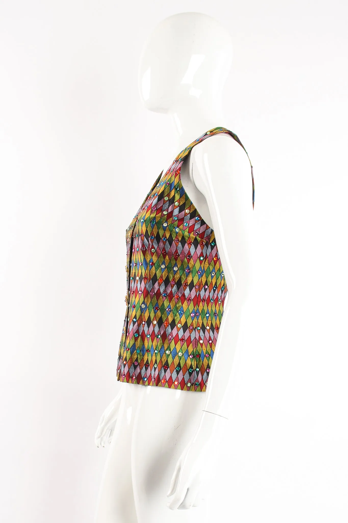 Rainbow Rhinestone Harlequin Vest