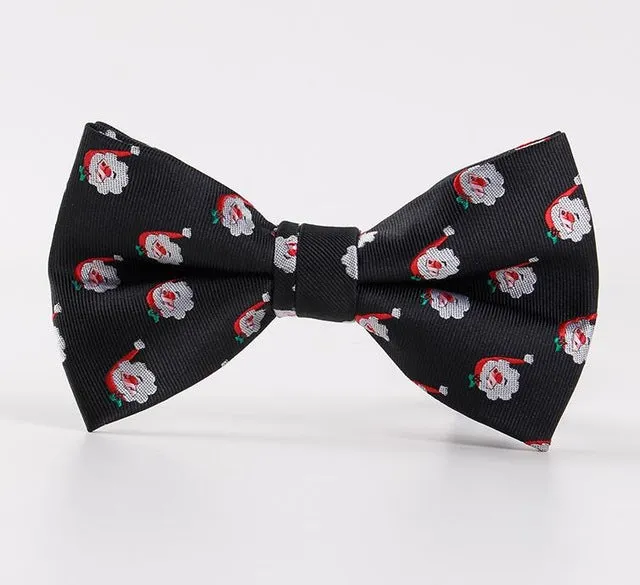 RBOCOTT Christmas Bow Tie Men's Fashion Black Bowtie Red For Festival Green Tree Santa Claus Snowflake Bow Ties For Accessories