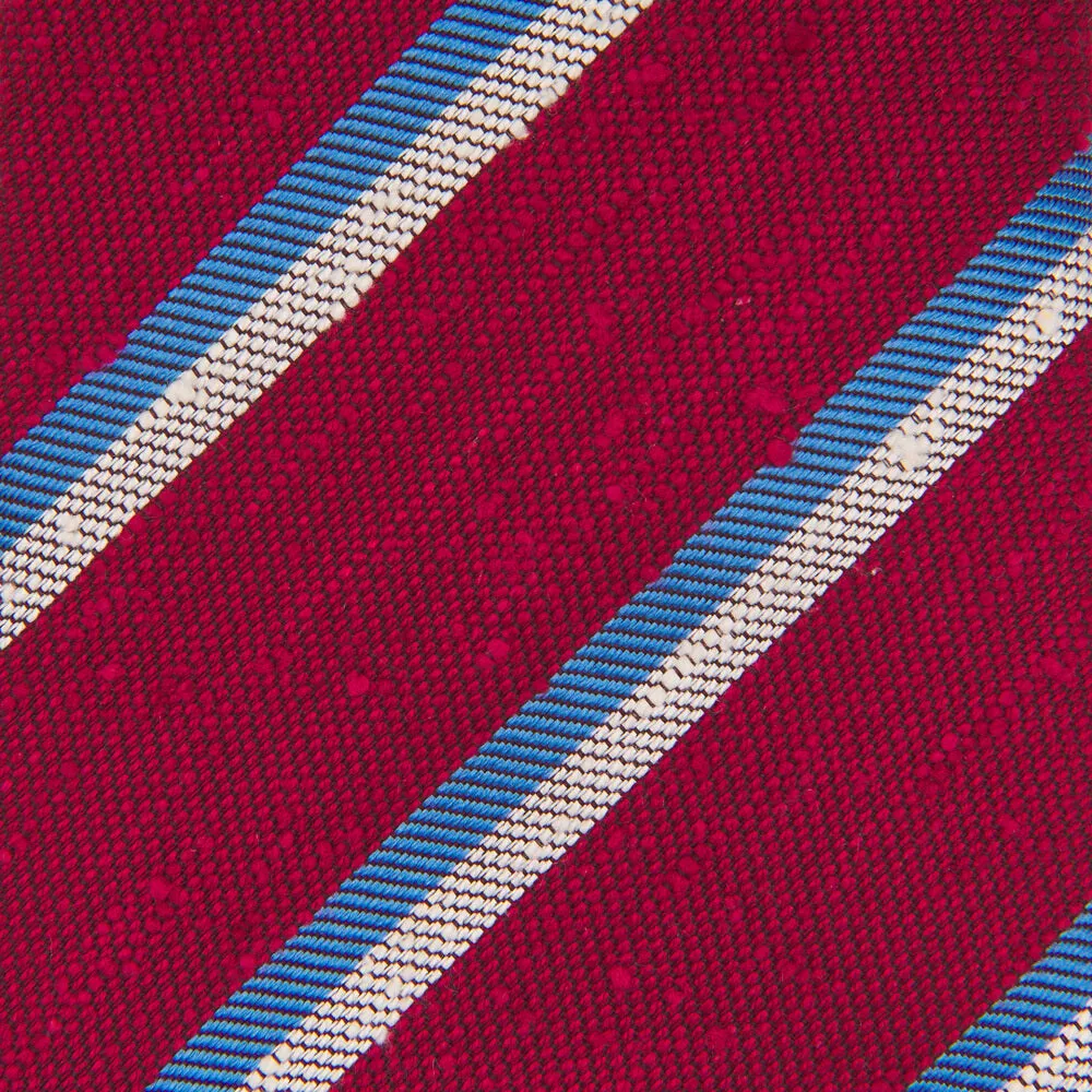 Red and Light Blue Shantung Silk Tie