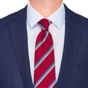Red and Light Blue Shantung Silk Tie