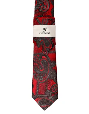 RED PAISLEY 2 PC TIE & HANKIE SET