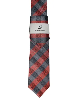 RED PLAID 2 PC TIE & HANKIE SET