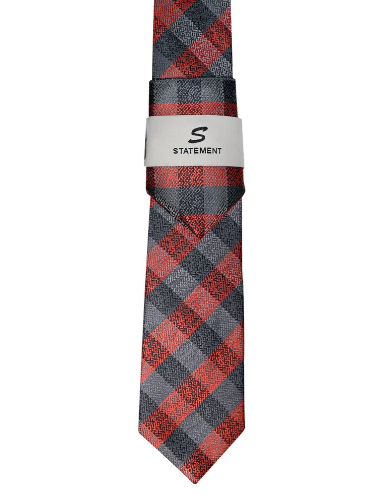 RED PLAID 2 PC TIE & HANKIE SET