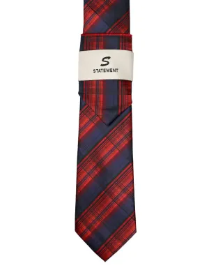 RED PLAID 2 PC TIE & HANKIE SET