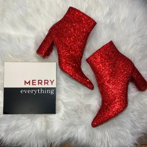 Red Rhinestone Booties