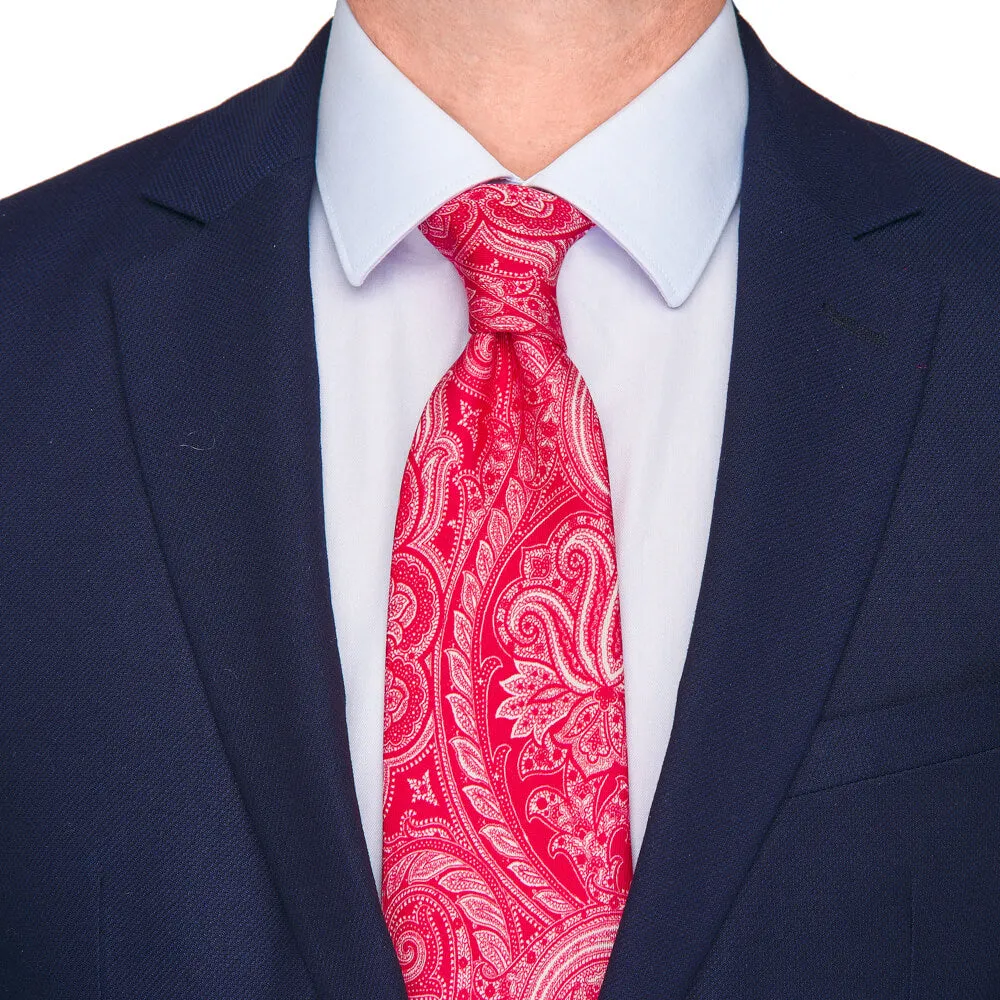 Regal Paisley Red Twill Silk Tie