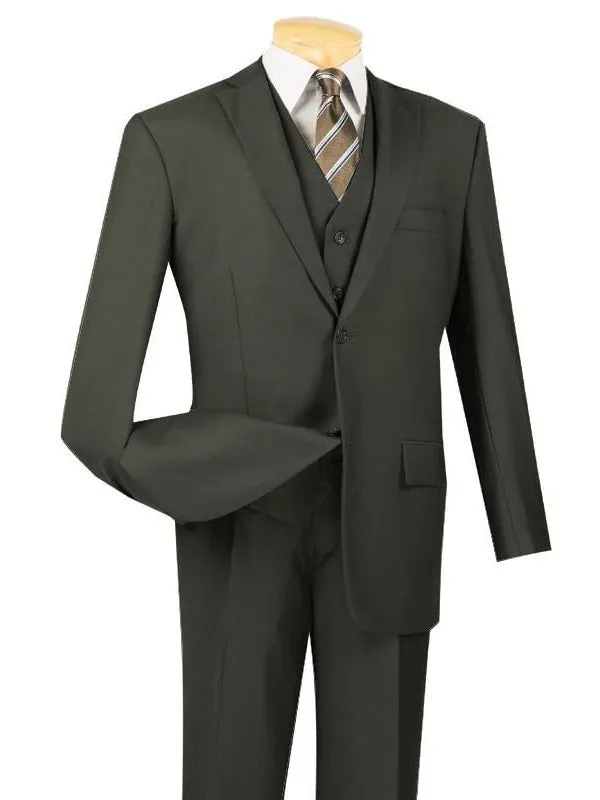 Regular Fit 3 Piece Suit 2 Button (Olive) V2TR