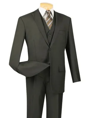 Regular Fit 3 Piece Suit 2 Button (Olive) V2TR