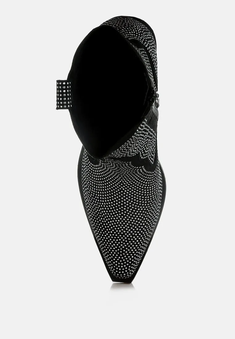 Rhinestones Embellished Cowboy Boots By RUW