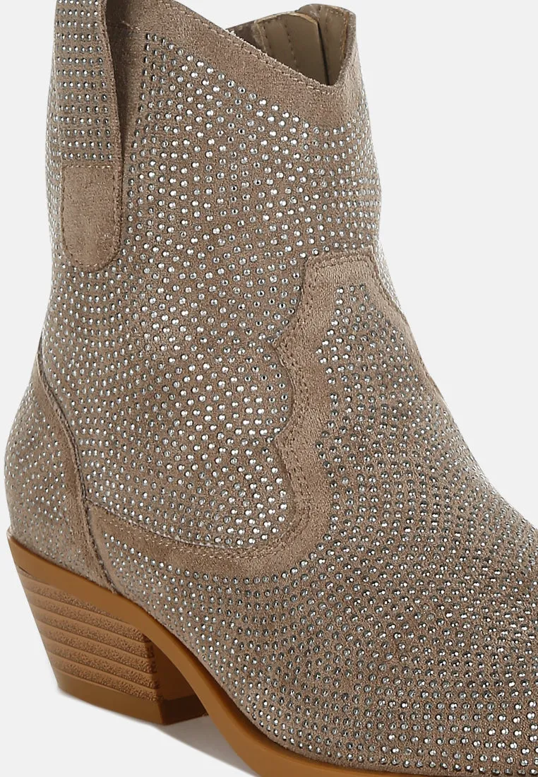 Rhinestones Embellished Cowboy Boots By RUW