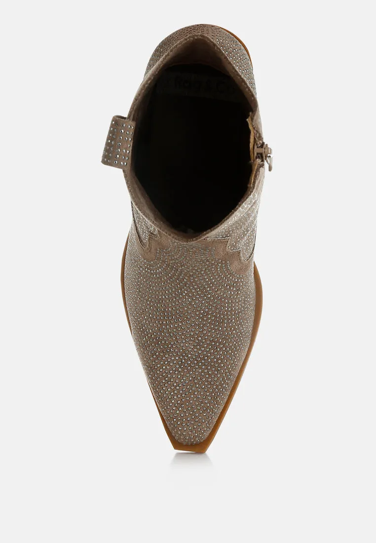 Rhinestones Embellished Cowboy Boots By RUW