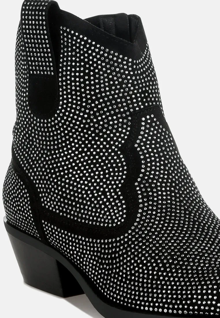 Rhinestones Embellished Cowboy Boots By RUW