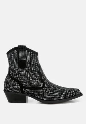Rhinestones Embellished Cowboy Boots By RUW