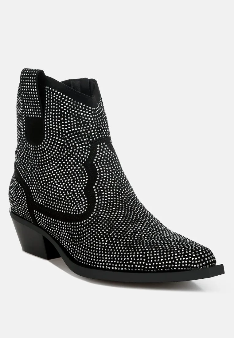 Rhinestones Embellished Cowboy Boots By RUW