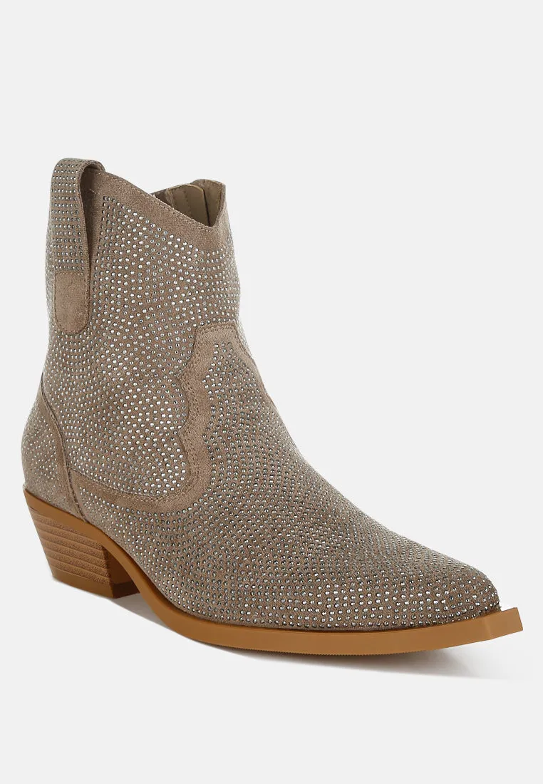 Rhinestones Embellished Cowboy Boots By RUW