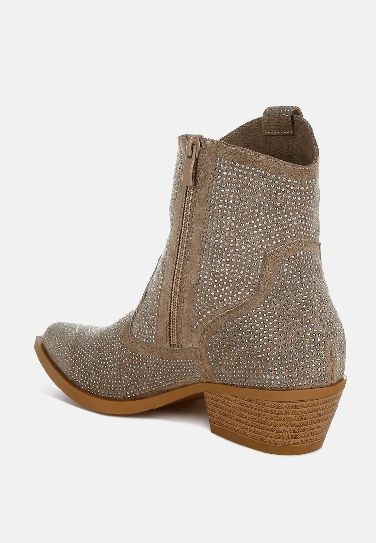 Rhinestones Embellished Cowboy Boots By RUW