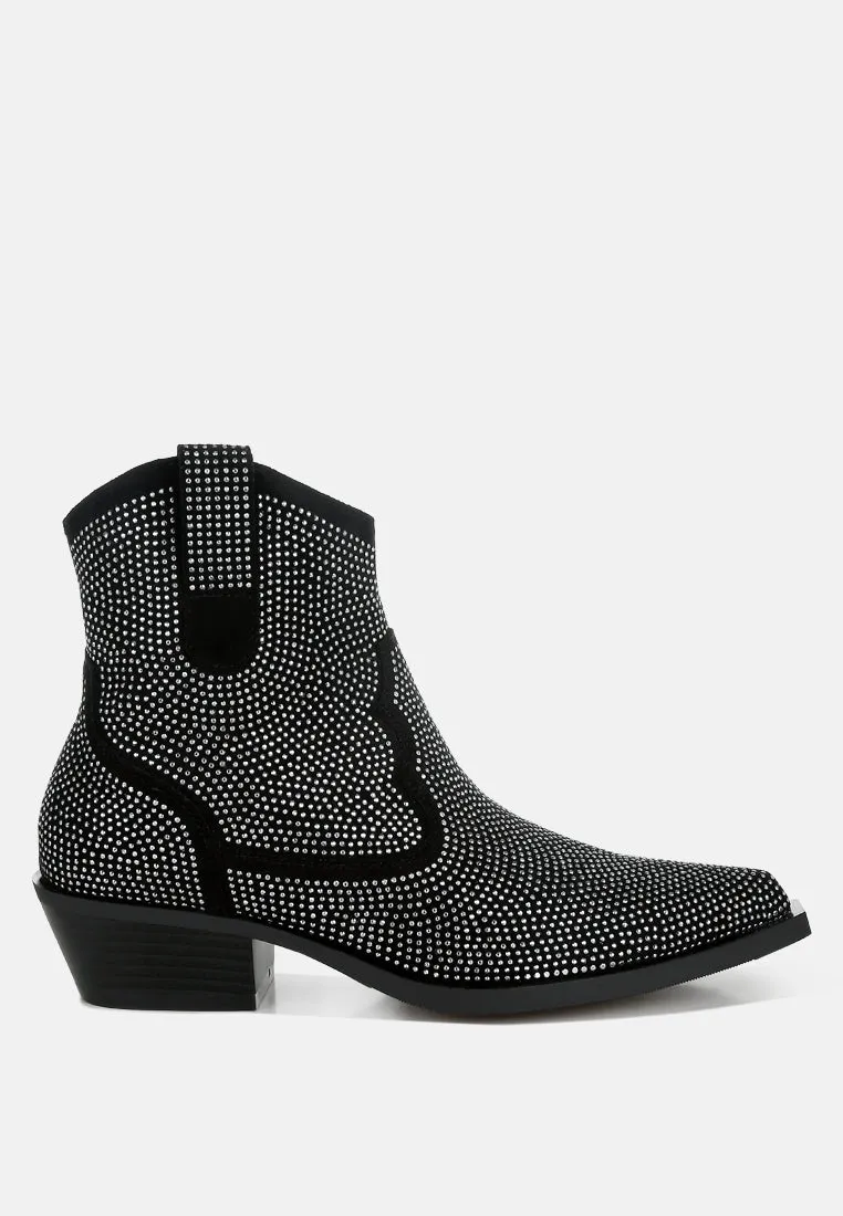 Rhinestones Embellished Cowboy Boots By RUW