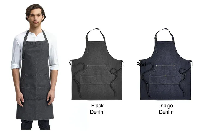 RP126 UNISEX JEANS STITCH DENIM BIB APRON for Quote Request