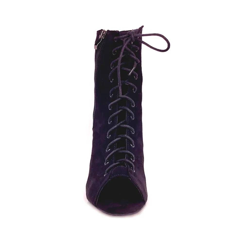 Rude Boy - By Kiira Harper - Open Toe Lace Up Dance Booties (Suede Sole)