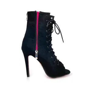 Rude Boy - By Kiira Harper - Open Toe Lace Up Dance Booties (Suede Sole)