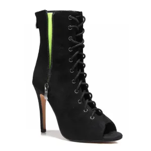Rude Boy - Vegan By Kiira Harper - Open Toe Lace Up Dance Booties (Street Sole)