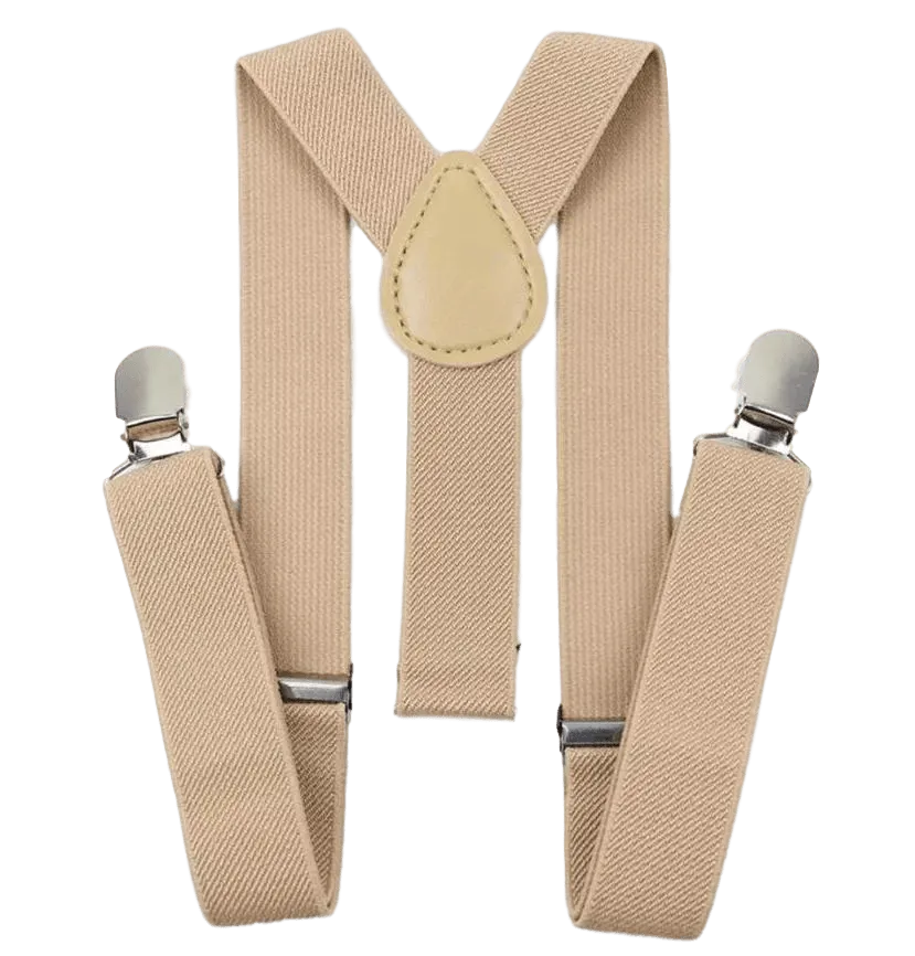 Rufus Brown Wool Boy’s Bow Tie and Beige Braces Set