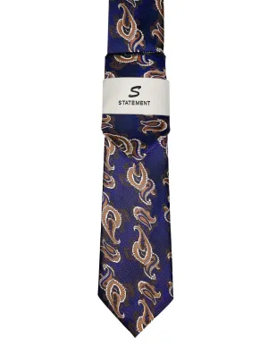 SAPPHIRE PAISLEY 2 PC TIE & HANKIE SET