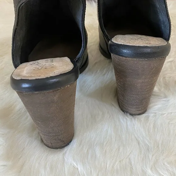 SEYCHELLES Caravan Open Back Booties SZ 8 Black Leather Buckle Detail Ankle Boot