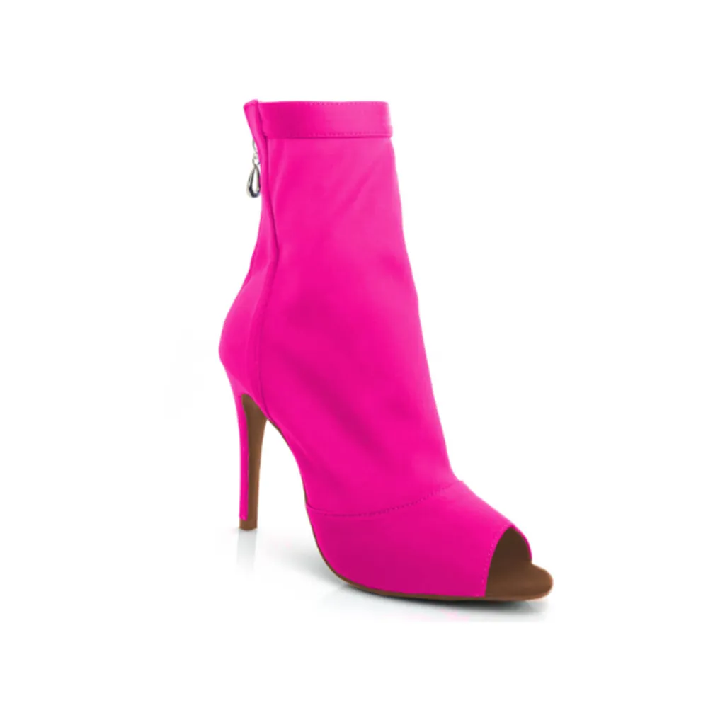 Shabina Solid Color - Stretch Lycra Sock Dance Booties (Suede Sole)
