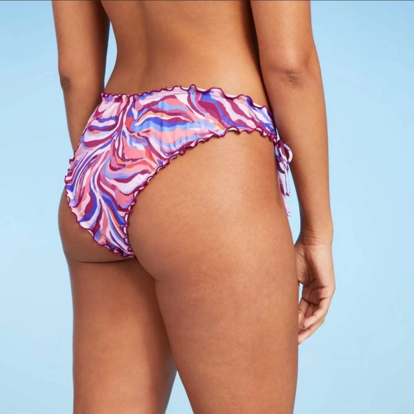 Shade & Shore Tie Detail High Leg Extra Cheeky Ruffle Bikini Bottom 83976432