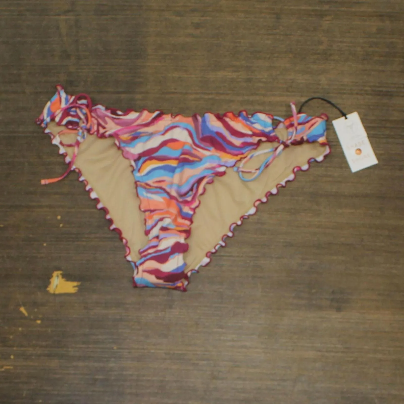 Shade & Shore Tie Detail High Leg Extra Cheeky Ruffle Bikini Bottom 83976432