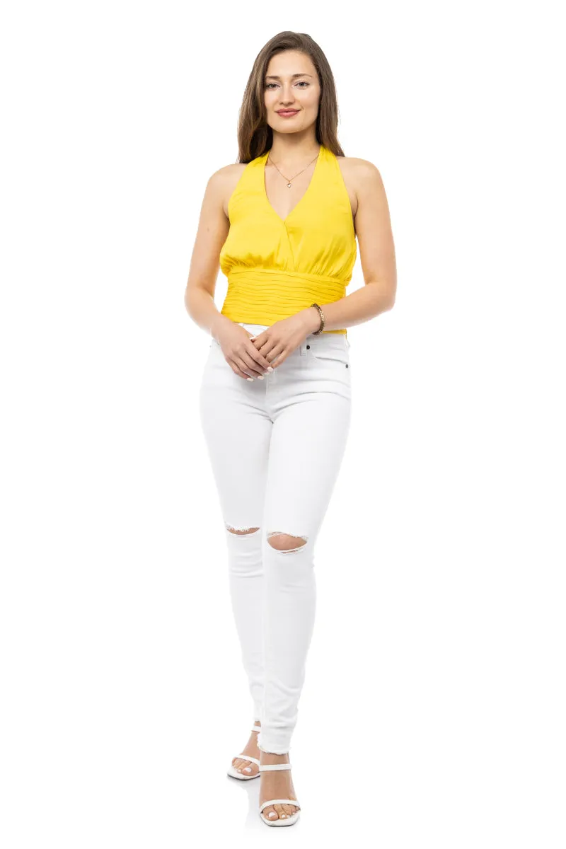 Shirred Waist Halter Top